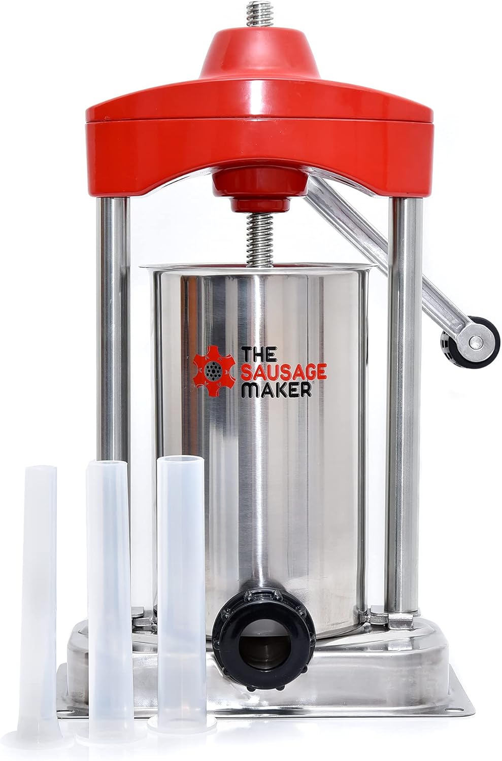 The Sausage Maker - 10 lb. Heavy Duty Vertical Sausage Stuffer Kit - Includes Stuffing Tubes, Guide Book, Natural Hog Casings, 5 Seasonings, and Stuffer Tube Cleaning Set