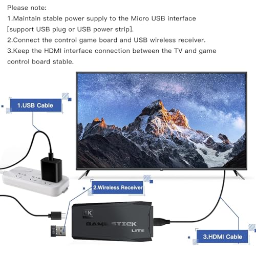 Wireless Retro Game Console, Nostalgia Stick Game Handheld Game Console with 20,000+ Games Built in and 9 Emulators Plug and Play Video Games for Tv