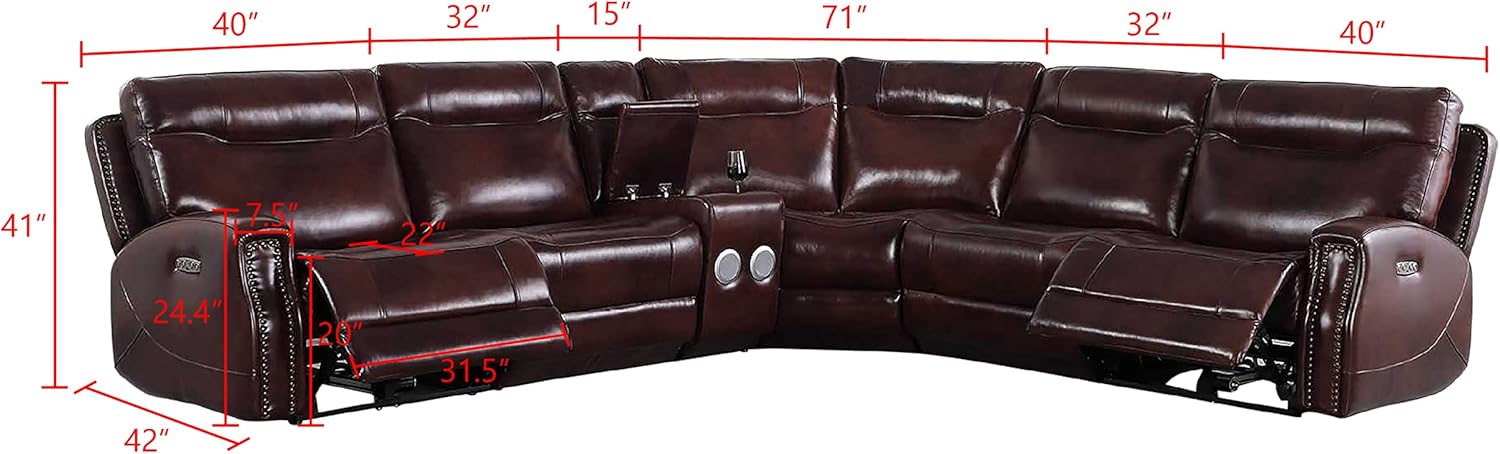 Beverly Fine Funiture Recliner Sofa Set, Brown
