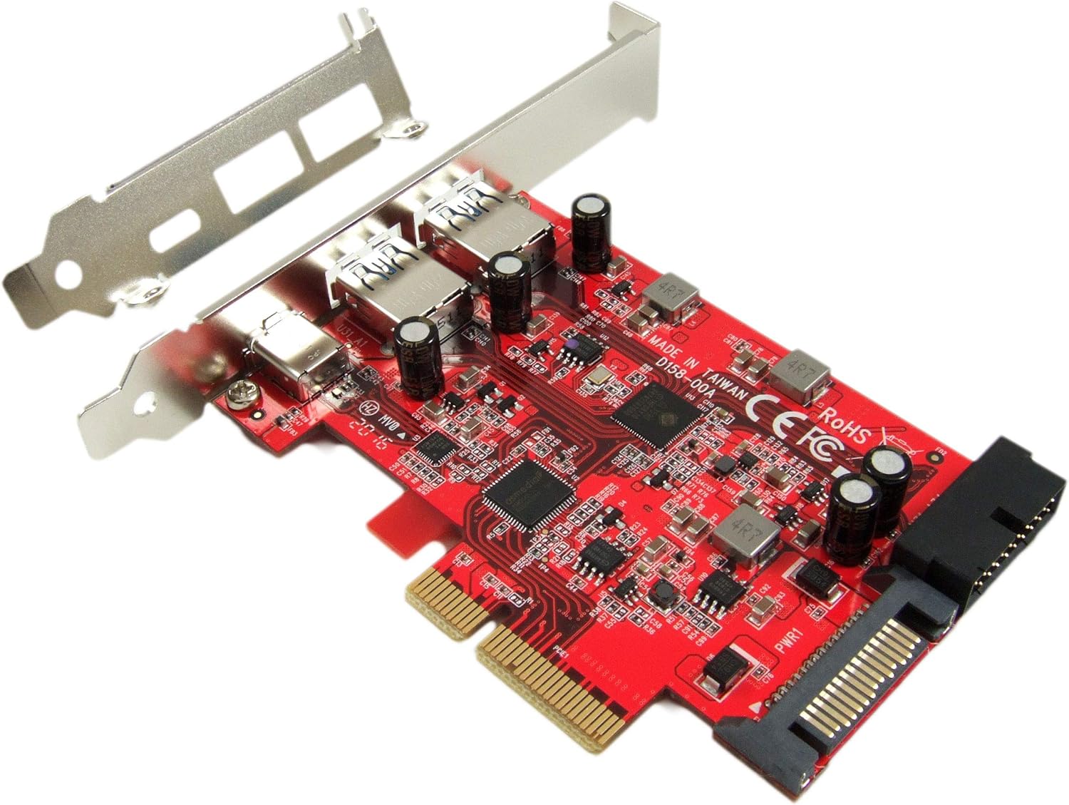 Ableconn PEX-UB158 USB 3.1 5-Port PCIe 3.0 Card (1x USB-C & 2X USB-A & 1x 2-Port Internal USB Header) - USB 3.1 PCIe Gen3 x4 Lane Host Adapter Card (ASMedia ASM3142 Controller)