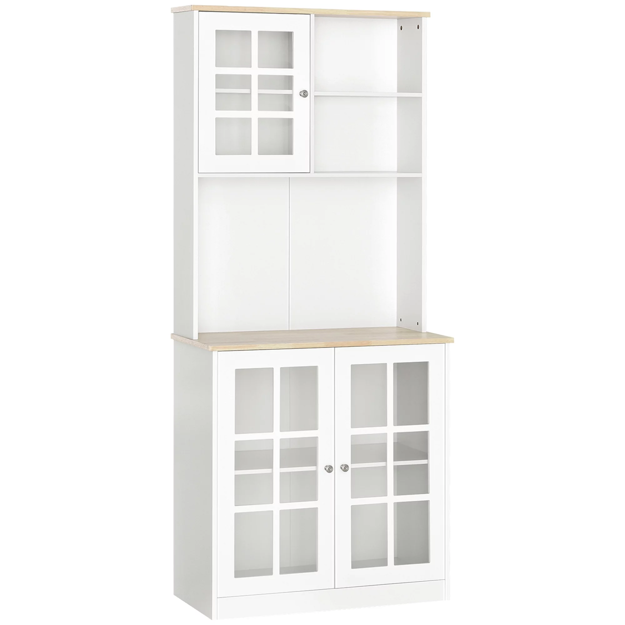 Homcom Kitchen Buffet with Hutch, Storage Pantry with 2 Cabinets, White