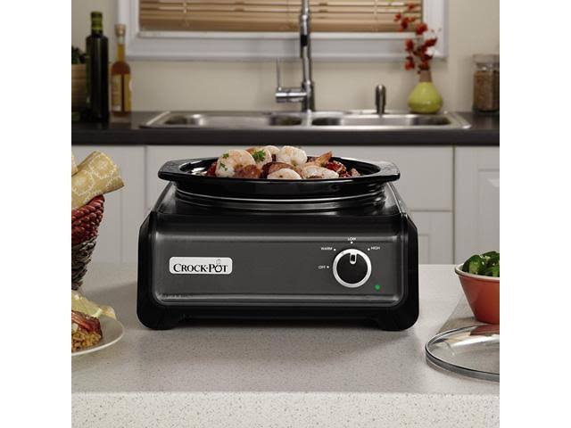 Crock-pot 2 PC Hook Up Connectable 2 qt Roundu0026 5 qt Oval Black SCCPMDPK25-CH