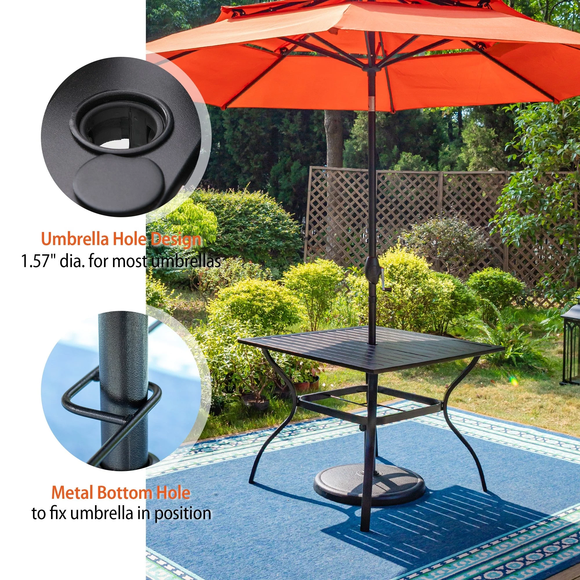 Sophia & William 5-Piece Steel Outdoor Patio Dining Set with Square Metal Table and Swivel Chairs Furniture Set