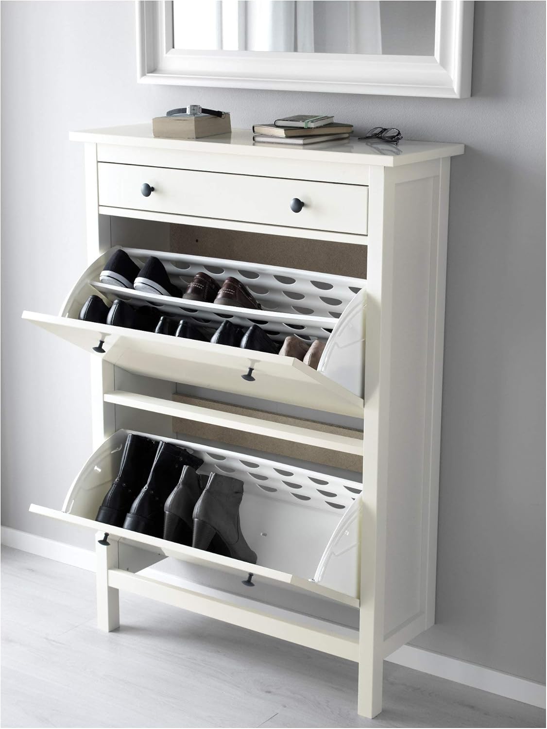 IKEA Hemnes Shoe Cabinet With 2 Compartments, White