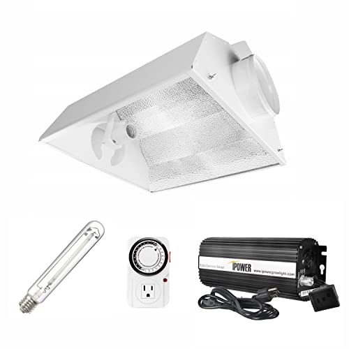 iPower Horticulture 400W HPS Grow Light Kit, 6" Hydroponics Air Cooled Reflector, Digital Dimmable Electronic Ballast, High Pressure Sodium Bulb, Plug-in Mechanical Timer