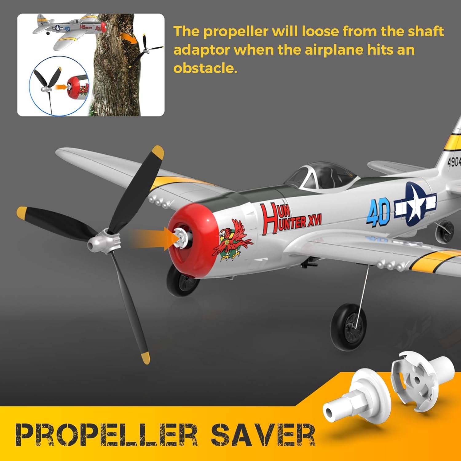 CKYSCHN RC Plane for Beginners, VOLANTEXRC 4CH WWII P-47 Model RC Airplane RTF, Remote Control Plane with Xpilot, Remote Control Airplanes for Adults Boys, One Key Aerobatic