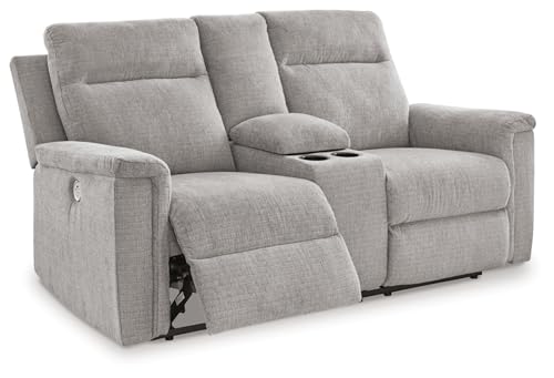 Signature Design by Ashley Barnsana Power Reclining Loveseat with Console, 75" W x 41" D x 40" H, Gray