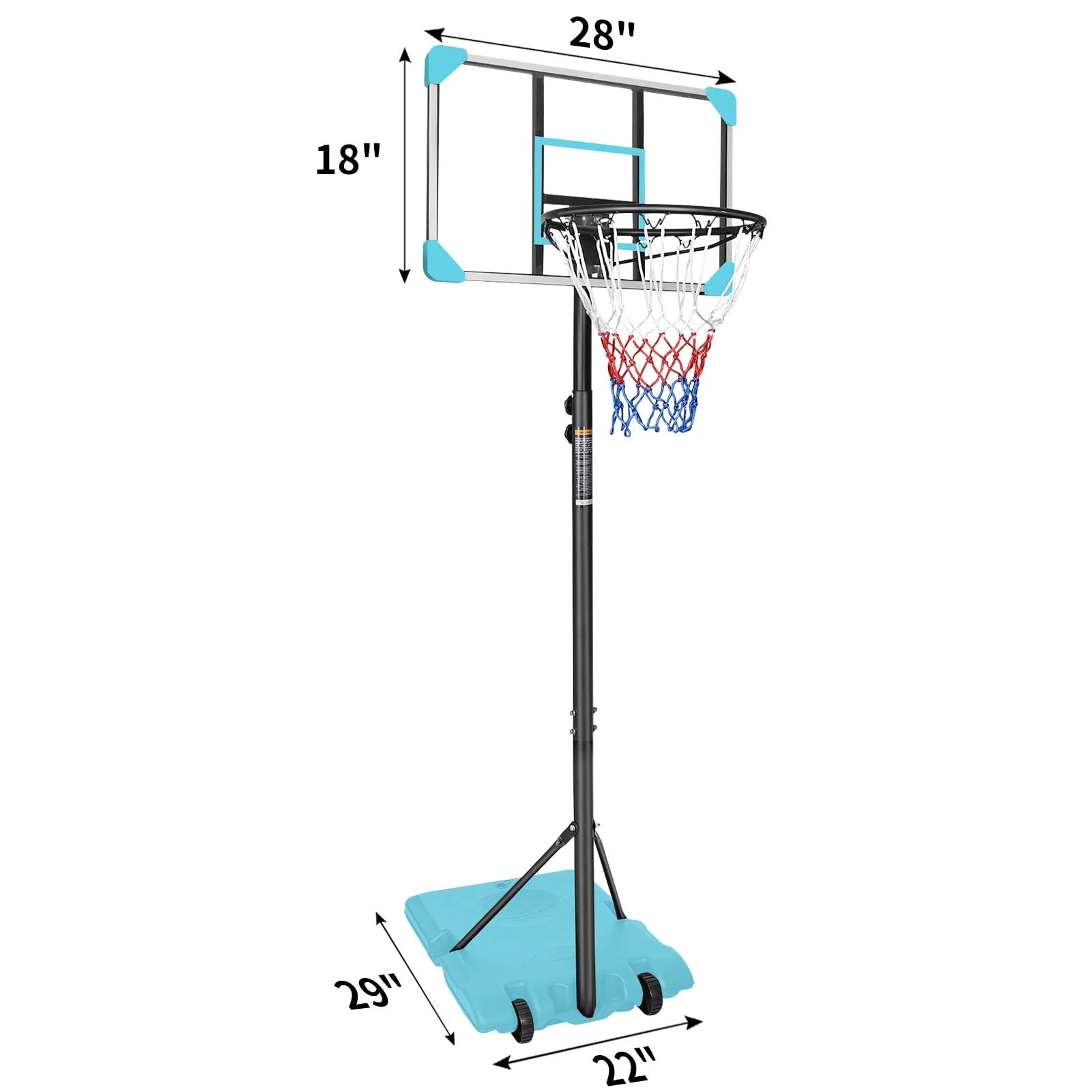 HooKung Portable Basketball Hoops Height Adjustable 5.6ft -7ft Basketball System 28'' Backboard with Wheels for Teenagers Youth Indoor Outdoor Use