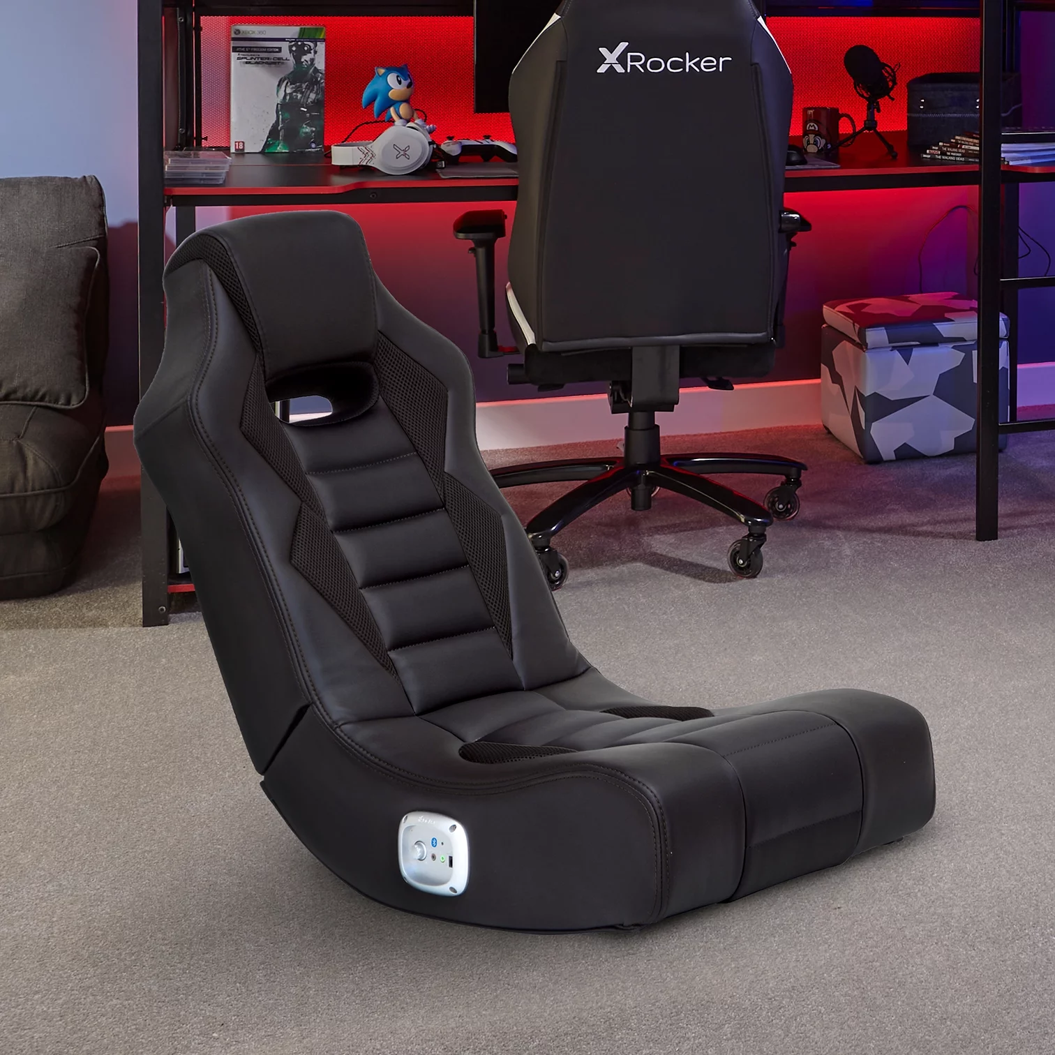 X Rocker Flash 2.0 Bluetooth Audio Floor Rocking Gaming Chair, Black