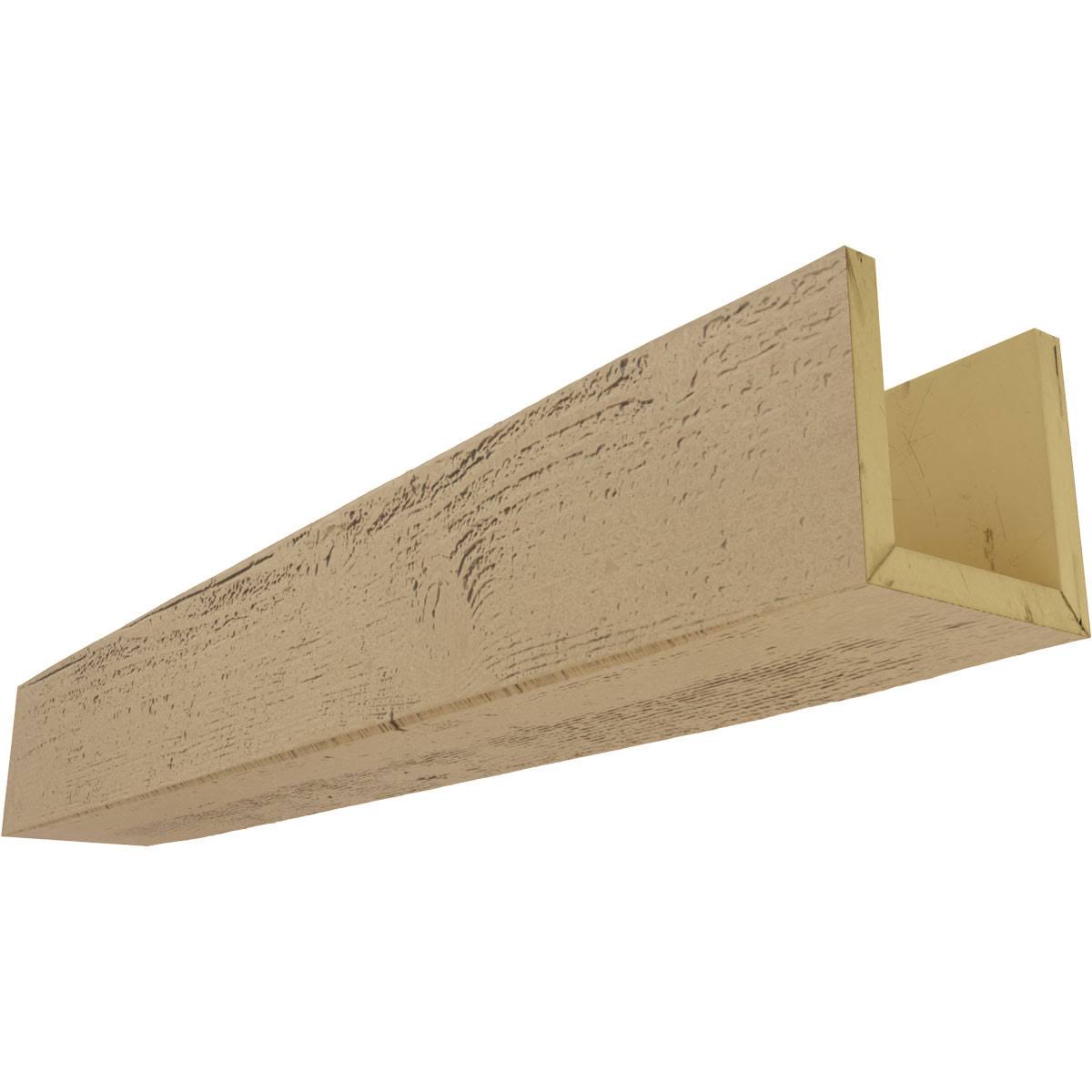 Ekena Millwork BMRS3C0060X060X120PP 6x22W x 6x22H x 10&L 3-Sided (U-beam) Rough Sawn Endurathane Faux Wood Ceiling Beam, Natural