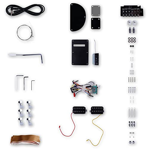 Leo Jaymz DIY Single Cut Electric Guitar Kits with Mahogany Body and Neck - Rosewood Fingerboard and All Components Included (LP Hollow)
