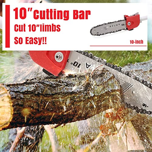 MAXTRA Pole Saw Gas Powered, 10-Inch Bar Cordless Extendable Long Trimmer Power Gasoline Chainsaw For Tree Hedge Trimming Bush Pruning
