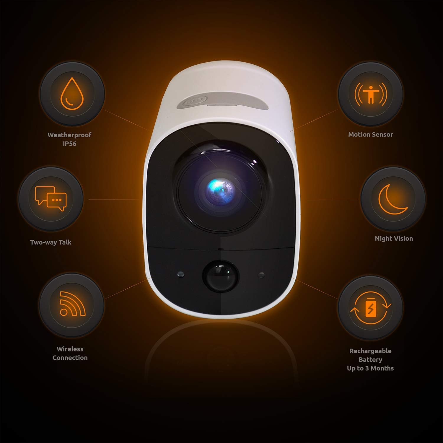 TOUCAN Wireless Indoor/Outdoor Battery Powered Security Camera, Weatherproof, Night Vision, AI Motion Detection, 2-Way Audio, Works with Alexa & Google Home, 1080P, No Subscription Required, 3 Pack