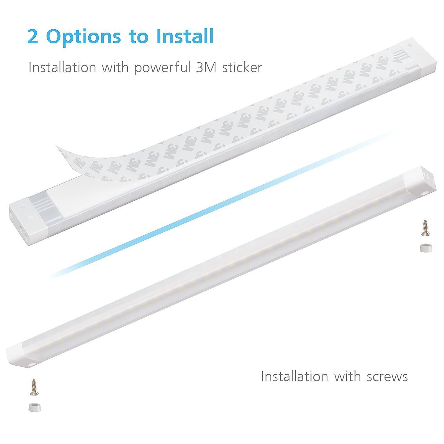 Eshine White Finish 12 Panels 12 inch LED Dimmable Under Cabinet Lighting Kit, Hand Wave Activated - Touchless Dimming
