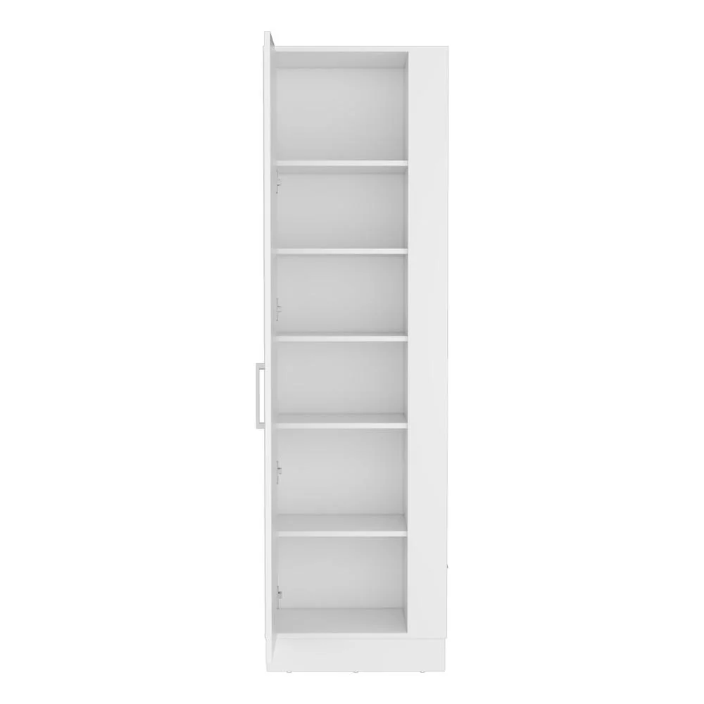 Depot E-Shop DE-MLB8978 14 x 7 in. Fairfield Utility Storage Cabinet with 6-Tier Shelf & Broom Hangers, White