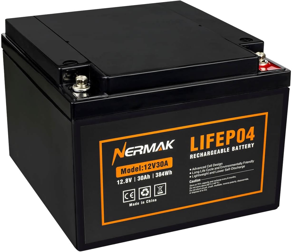 Nermak 2 Pack 12V 12Ah LiFePO4 Deep Cycle Battery, 2000+ Cycles Lithium Iron Phosphate Rechargeable Battery for Solar Power, Lighting, Power Wheels, Fish Finder, Scooters and More, Built-in 12A BMS