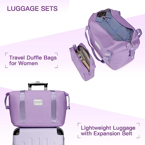 LARVENDER Luggage Sets 6 Piece, Expandable Luggage Set Clearance for Women, Suitcases with Wheels, Hardside Hard Shell Travel Luggage with TSA Lock (Green Grey, 6pcs)