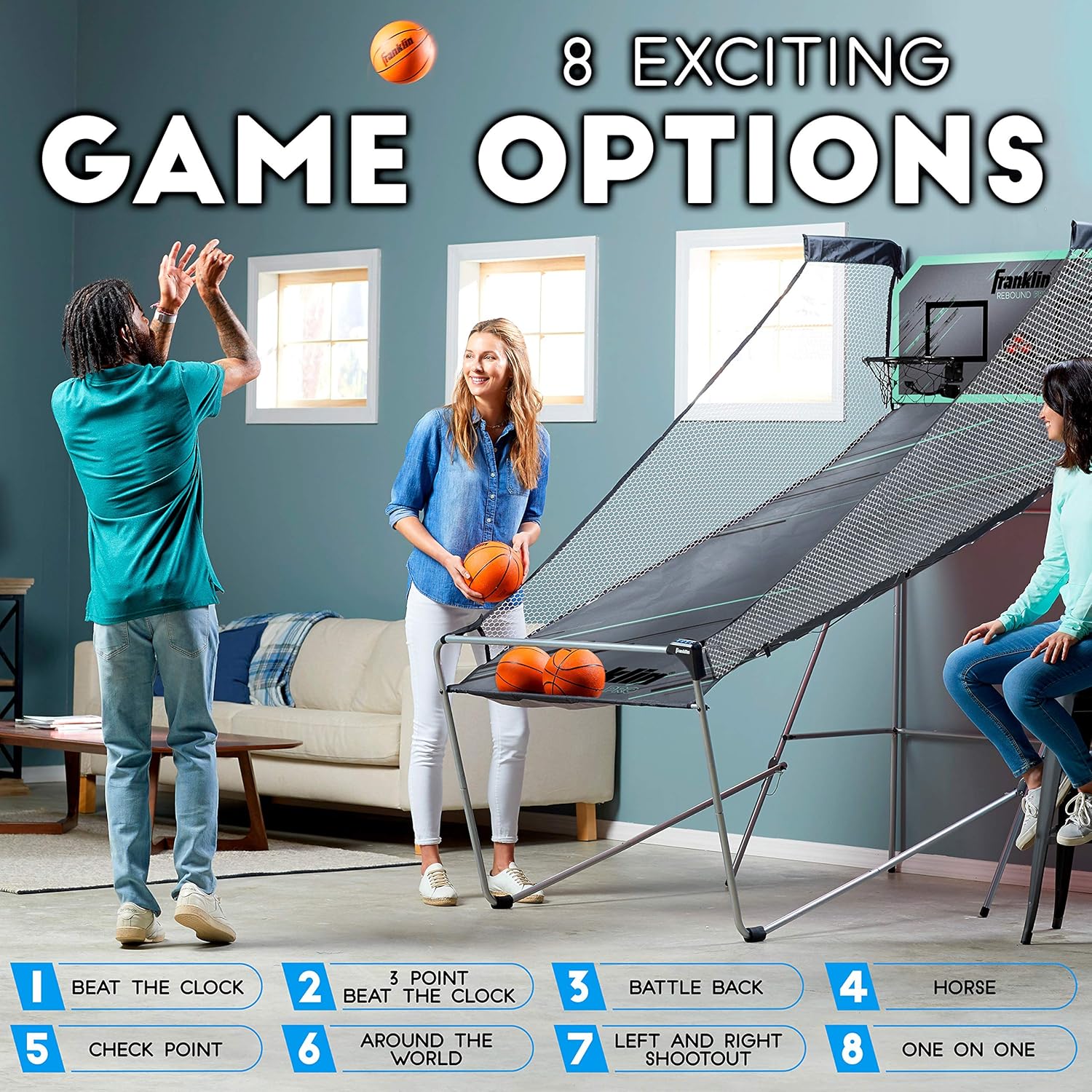 Franklin Sports Arcade Basketball Game - Dual Shot - Indoor Mini Basketball Hoop Shootout Game - (4) Mini Basketballs Included - Electronic Basketball Game