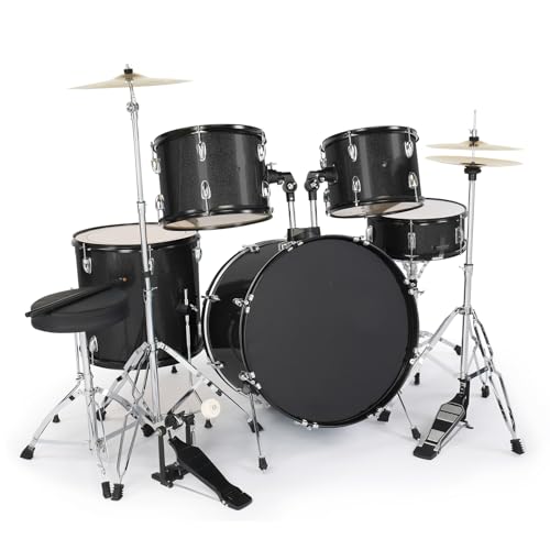 Ktaxon 22 Inch Adult Drum Set, 5-Piece Full-Size Drums Kit with Cymbal Stands, Hi-hat Stand, Sticks, Drum Pedal, Stool & Floor Tom for Beginner Teens Student (Blue)