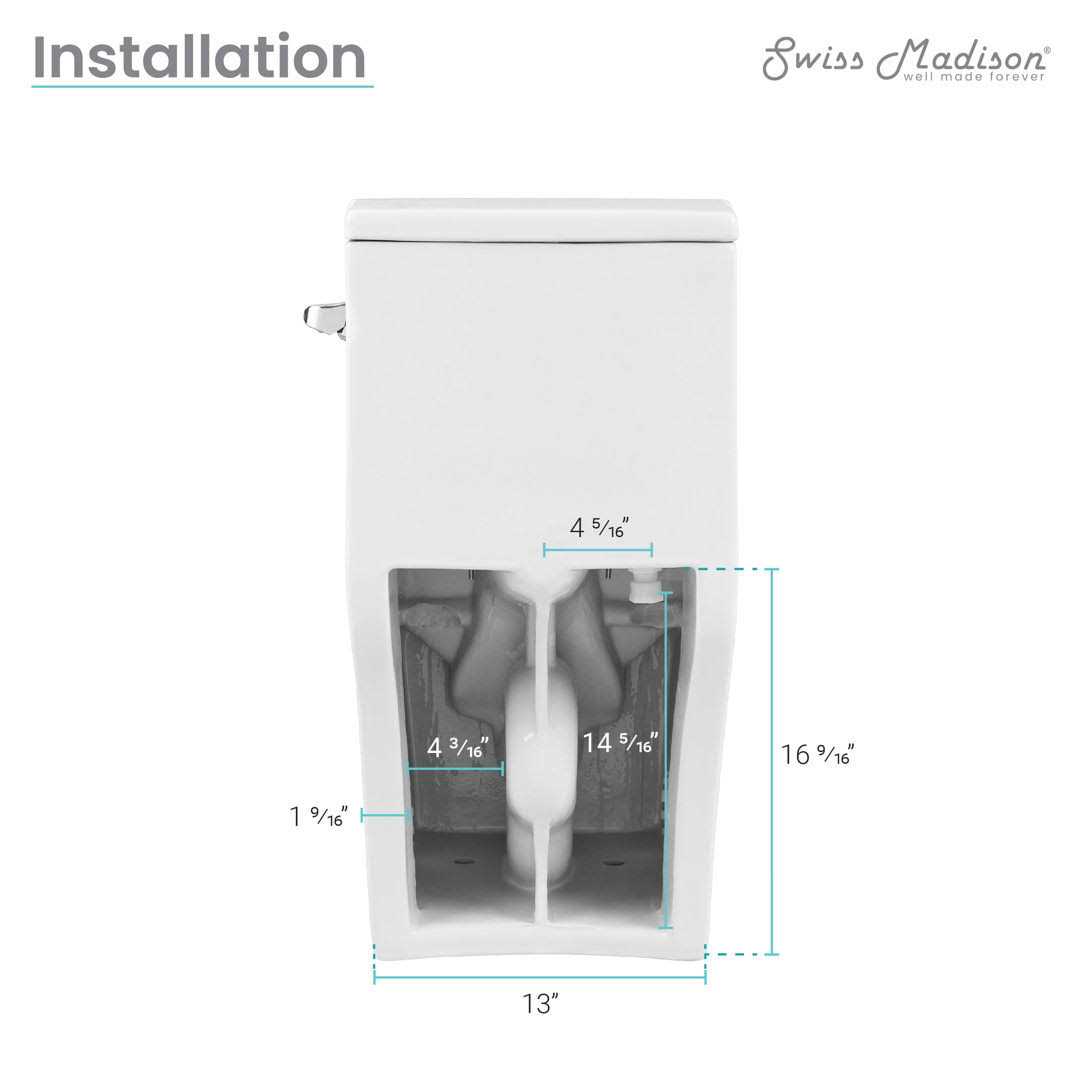 Swiss Madison Concorde One-Piece Square Toilet 14 inch Rough-In 1.1/1.6 gpf - Shop Hardware Tools Online Store
