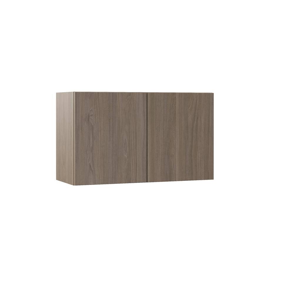 Hampton Bay Designer Series Edgeley Assembled 30x18x12 in. Wall Bridge Kitchen Cabinet in Driftwood, Brown