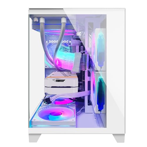 Panorama Gaming PC Desktop - AMD Ryzen 7 5700X 3.4 GHz, RTX 4070 Super 12G, 32GB DDR4 RAM 3200, 1TB M.2 PCIE SSD + 1TB SATA SSD, Windows 11 Pro 64-bit Desktop Computer, White