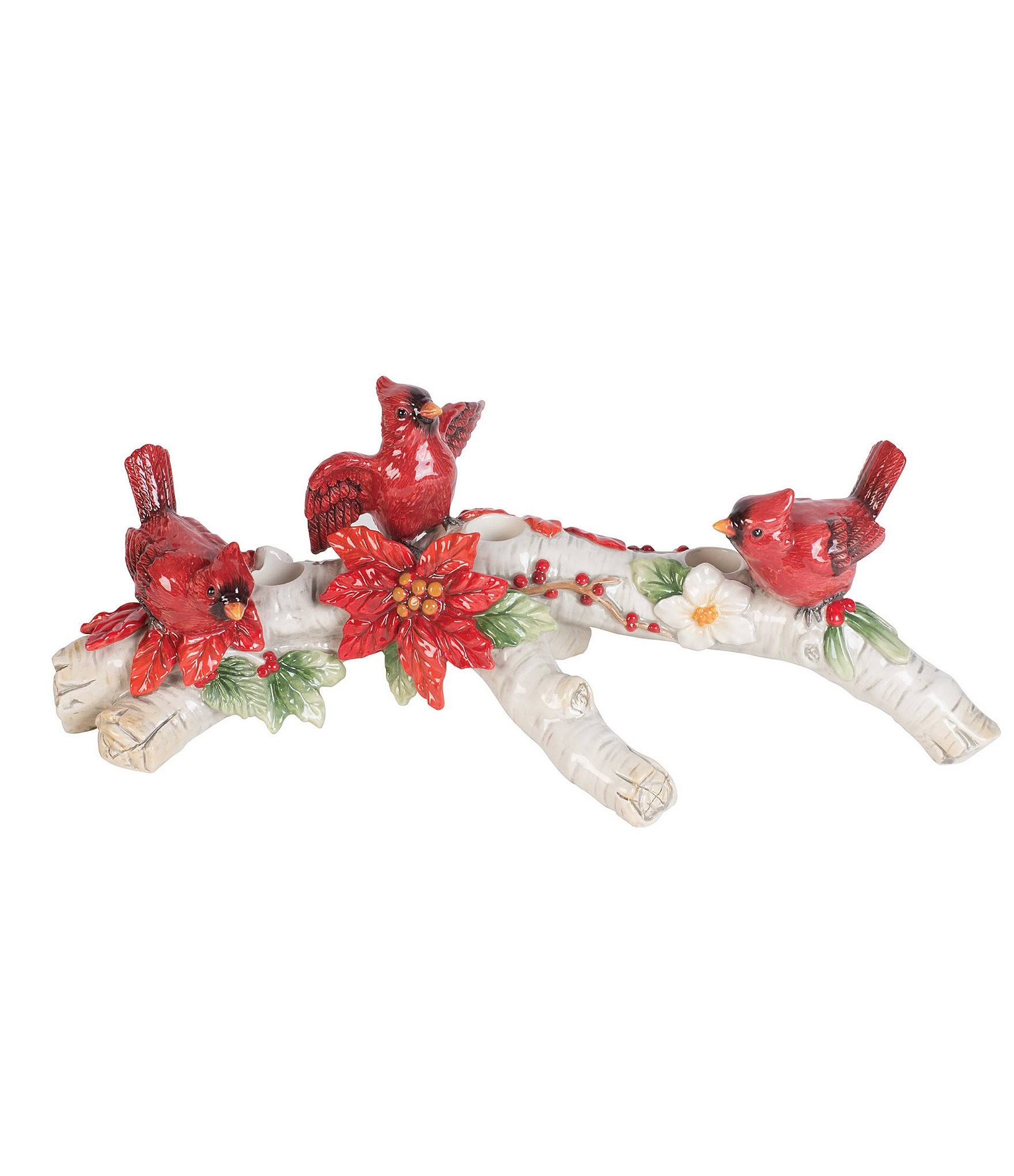 Fitz and Floyd Assorted Cardinal Christmas Candelabra