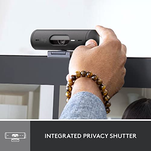 Logitech Brio 500 Full HD Webcam with Auto Light Correction,Show Mode, Dual Noise Reduction Mics, Webcam Privacy Cover, Works with Microsoft Teams, Google Meet, Zoom, USB-C Cable - Rose