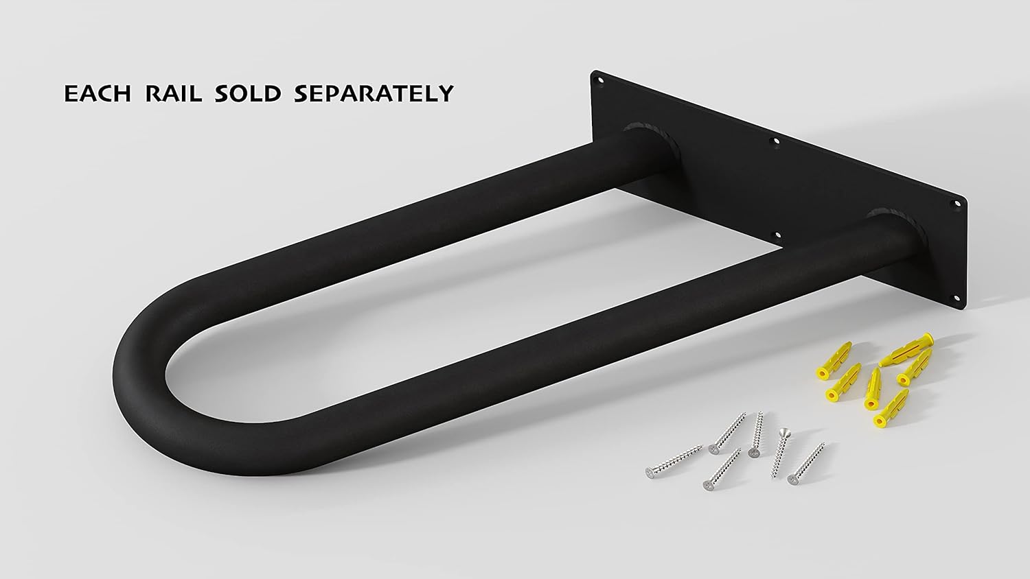 REINCARVATION Metal Handrail for Stairs | 1-3 Steps Rail for Garage Stairs | 18'' Wall Mount Metal Handrail for Indoor or Outdoor Stairs | Safety Railing