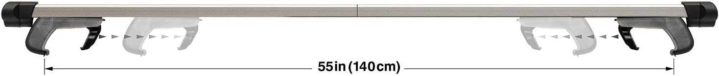CargoLoc 2-Piece 52" Aluminum Roof Top Cross Bar Set – Fits Maximum 46” Span Across Existing Raised Side Rails with Gap – Features Keyed Locking Mechanism, Silver Pack of 2