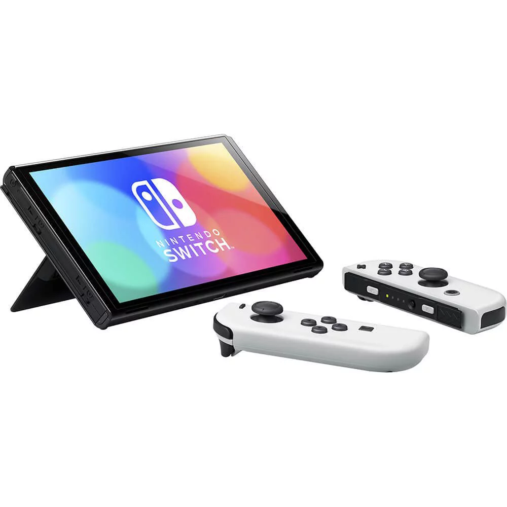 Nintendo Switch 64GB 7-inch OLED Model Bundle, White Joy-Con Controllers & Dock, 64GB Storage, Game Mario Kart 8 Deluxe with Ptech Accessories