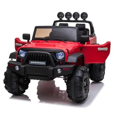 Battery Cars for Kids, 12V Red Electric Ride on Cars with Remote Control, Motorized Vehicles Ride on Truck Car w/ LED Lights, Sp