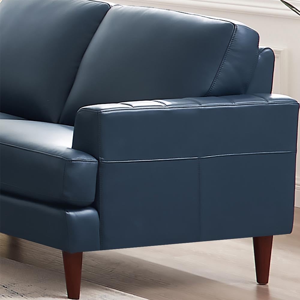 Hydeline Cassia Top Grain Leather Loveseat, Bristol Navy