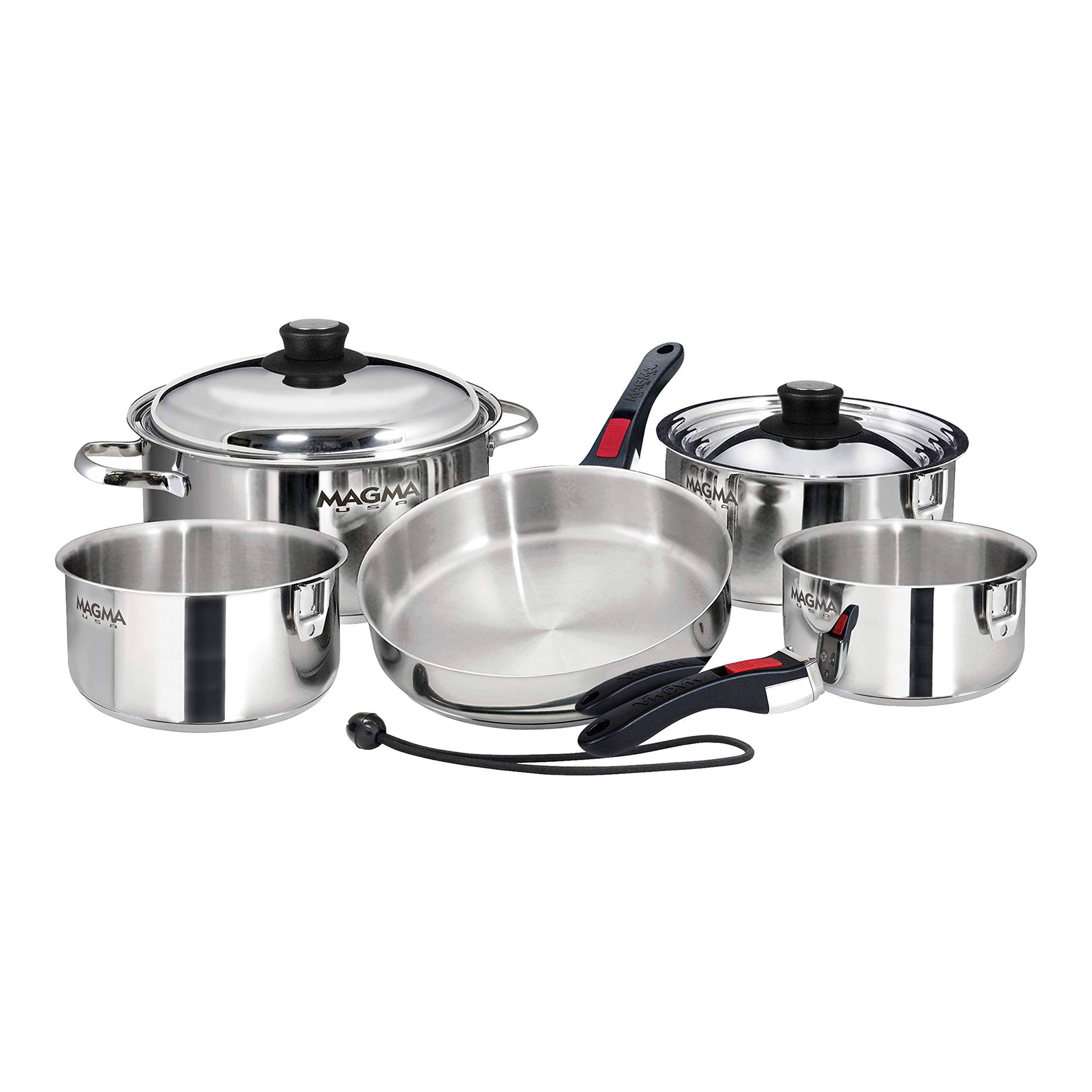 Magma Products A10-360L-IND, 10 Piece Gourmet Nesting Stainless Steel Cookware Set,