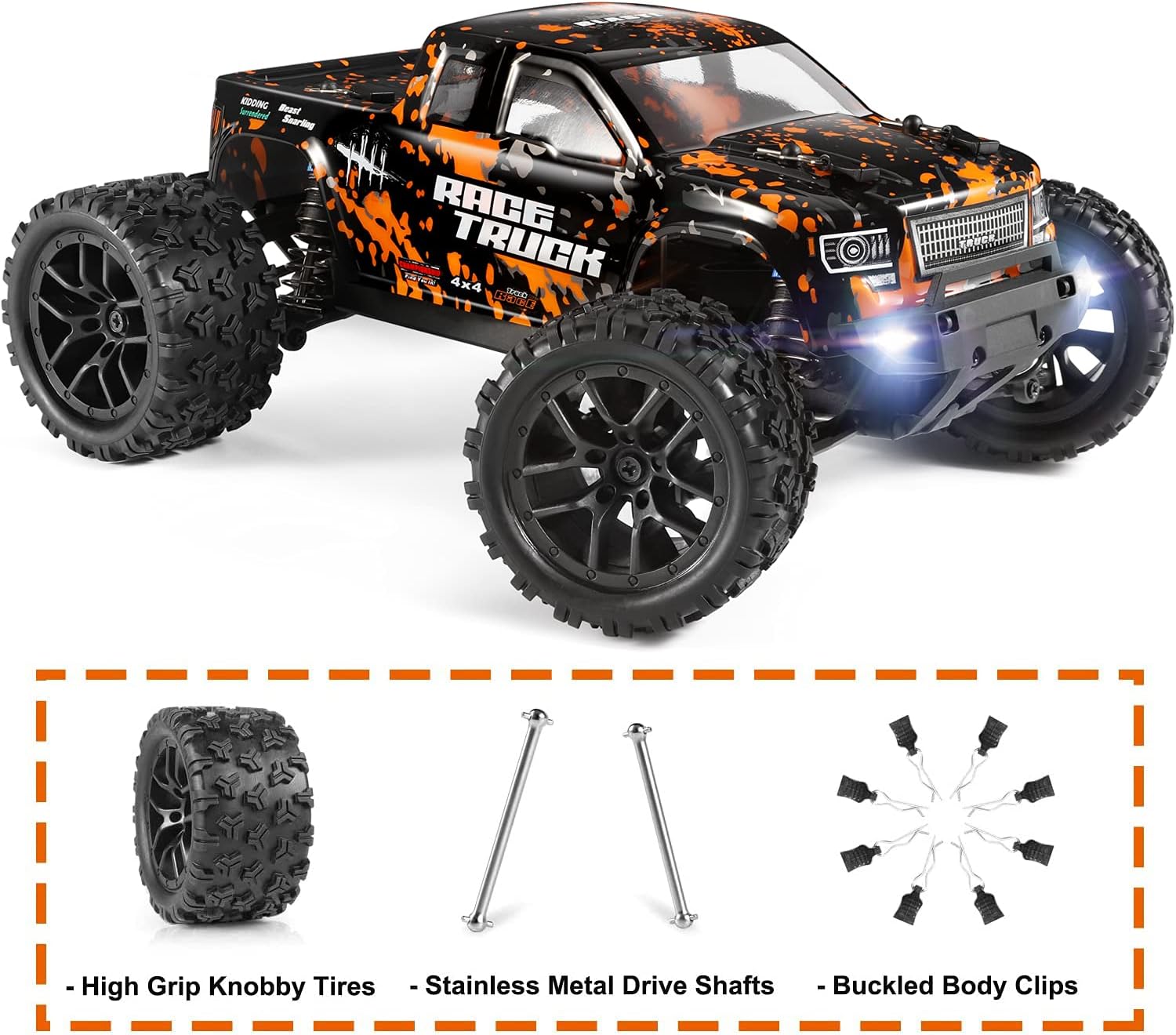 1:18 Scale RC Monster Truck 18859E 36km/h Speed 4X4 Off Road Remote Control Truck,Waterproof Electric Powered RC Cars All Terrain Toys Vehicles with 2 Batteries,Excellent Xmas Gifts for kid and Adults