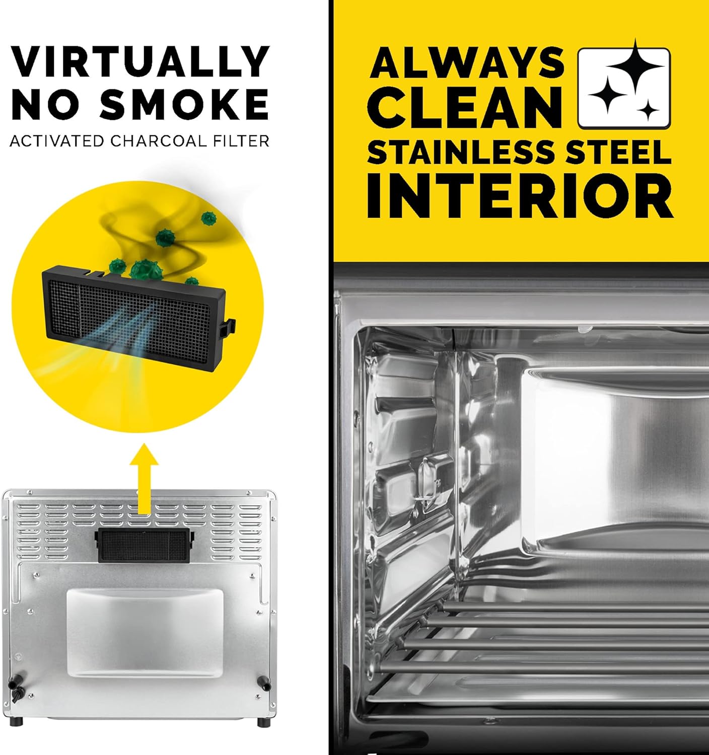 Kalorik 26 Quart Maxx Digital Air Fryer Oven Combo - Rotisserie, Grill, 1700W, Black & Stainless Steel
