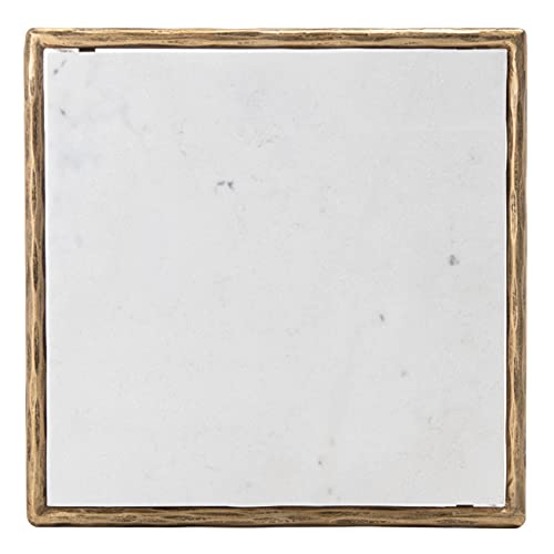 SAFAVIEH Couture Home Collection Jessa Brass Metal/Tempered Glass Top Square End Table (Fully Assembled) SFV9503A