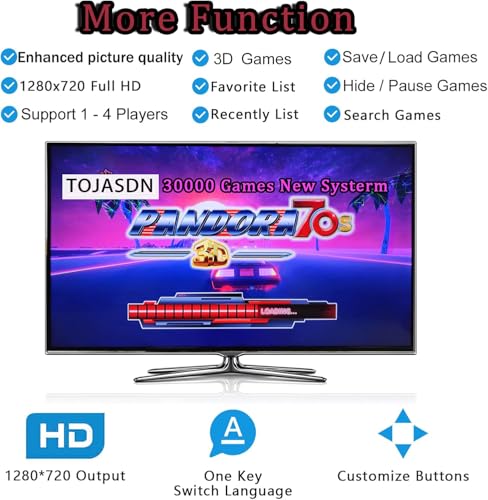 30000 in 1 Portable Arcade Game Console 14-inch HD Screen Single Player Pandoras Box 70S,Retro Video Game Machine 9000mAh Search/Hide/Save/Load/Pause Games