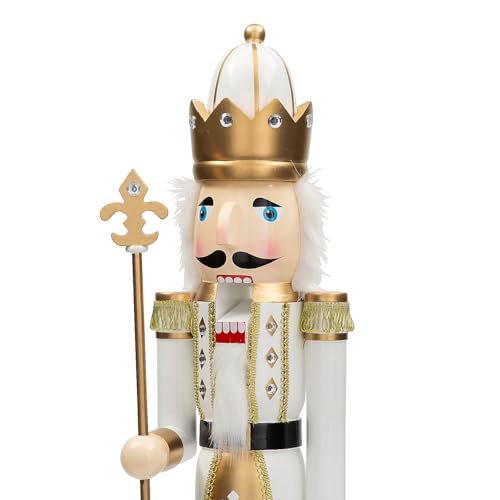 Fun Express 3 Ft. Large Classic Green Wooden Holiday Nutcracker with Scepter, Festive Christmas Decoration