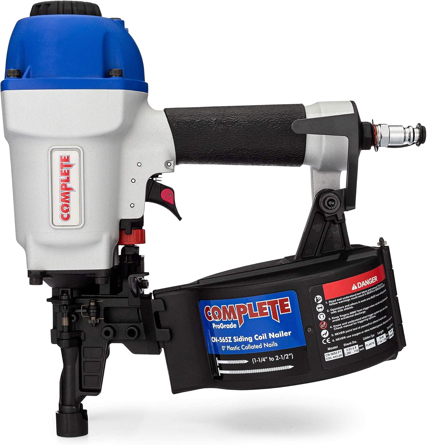 Complete CN565Z ProGrade 0° Siding Coil Nailer, 1-1/4" - 2-1/2" for Duo-Fast type Zero Degree Plastic Collated Coil Nails SIM DF225C