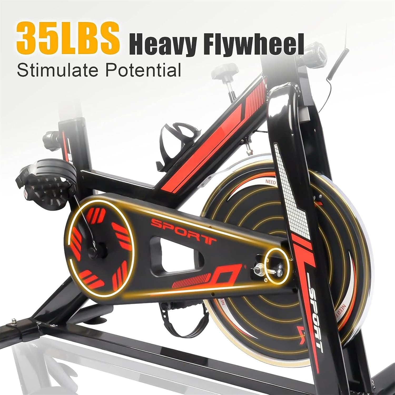 Exercise Stationary Bike 330 Lbs Weight Capacity, Spin Indoor Cycling Bike with LCD Monitor and Comfortable Seat Cushion for Home Gym Cardio Fitness Training