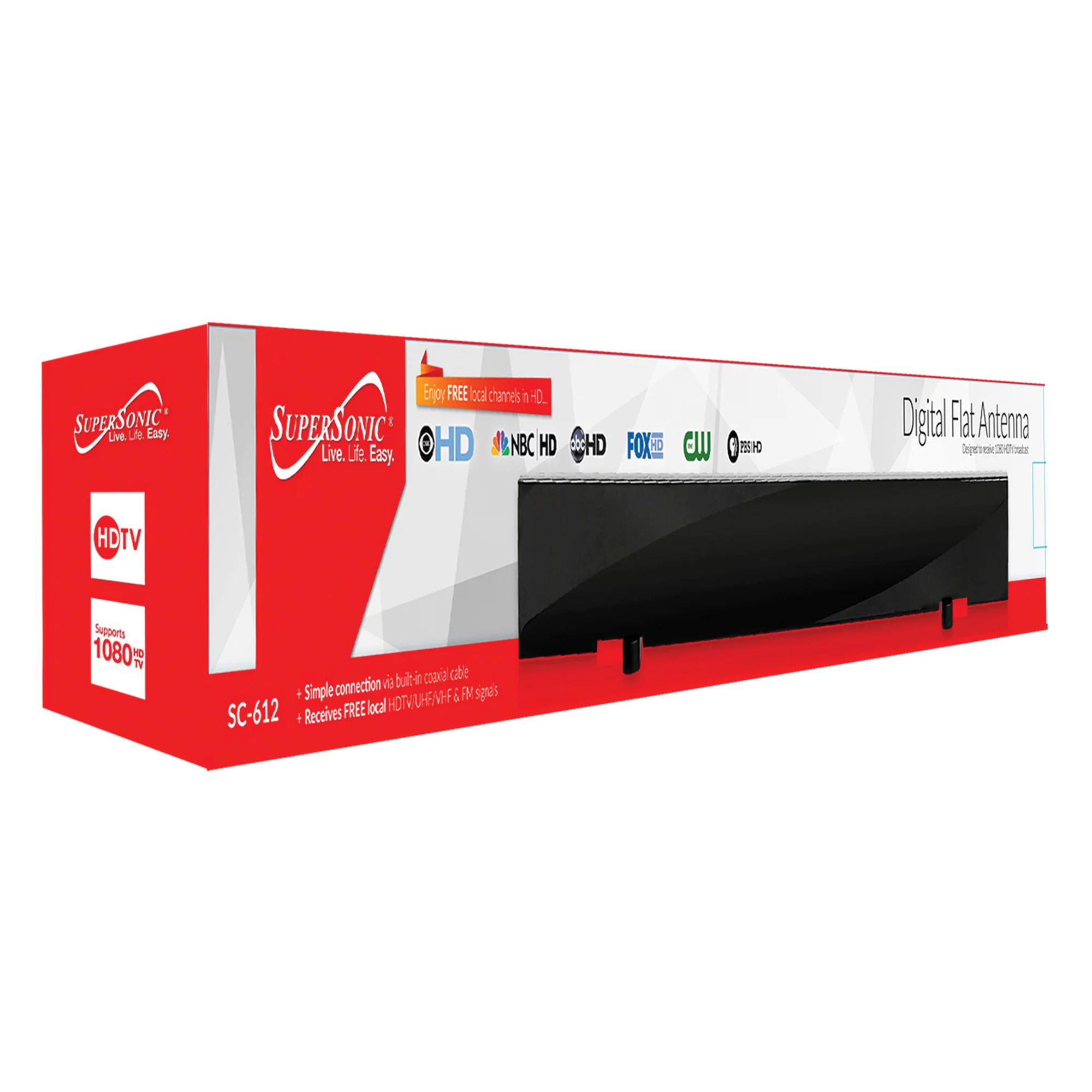 Supersonic 15.6" Class, HD LED TV/DVD Combo, 720p, 60Hz (SC-1512) and SC-612 HDTV Flat Digital Antenna