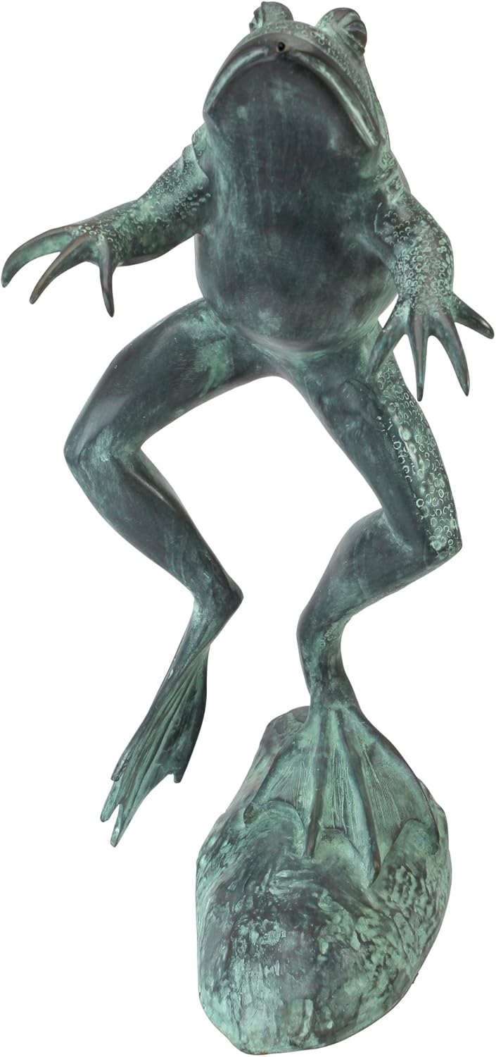 Design Toscano Giant Jumping, Spitting, Leaping Frog Bronze Garden Statue
