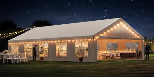 YITAHOME 16x32ft Heavy Duty Party Tent Outdoor Wedding Tent Canopy Event Shelters Upgraded Galvanized Steel Carport with Removable Sidewall Windows for Commercial and Parties, White