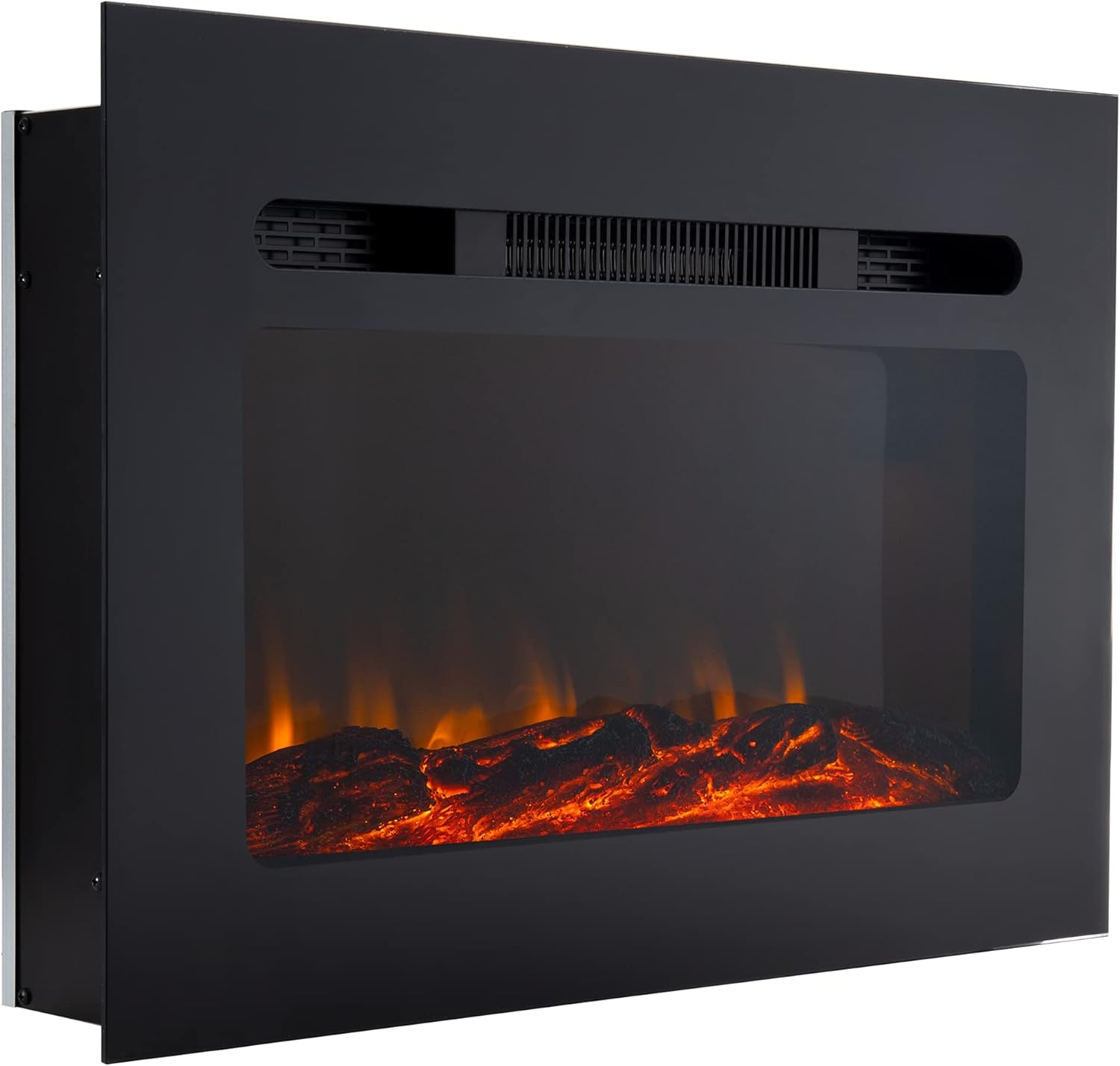 RecPro RV Fireplace 30" | Recessed Electric Fireplace | Glass with Log View | Includes Remote | Three Different Flame Color Options