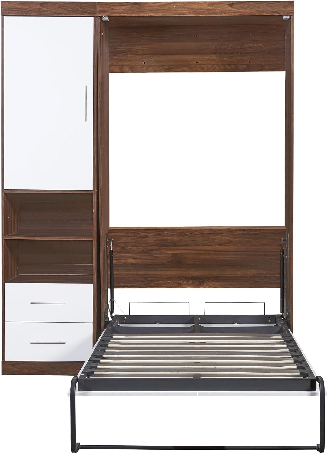 Harper & Bright Designs Twin Murphy Bed with Storage Drawers and Cabinet, Easy Fold Murphy Bed Cabinet, Wood Space-Saving Twin Size Murphy Bed Wall Bed for Guest Room Home Office,White