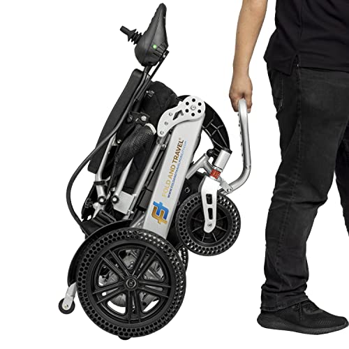 Auto Folding Lightweight Electric Wheelchairs for Adults Foldable Power Wheelchair (Silver)