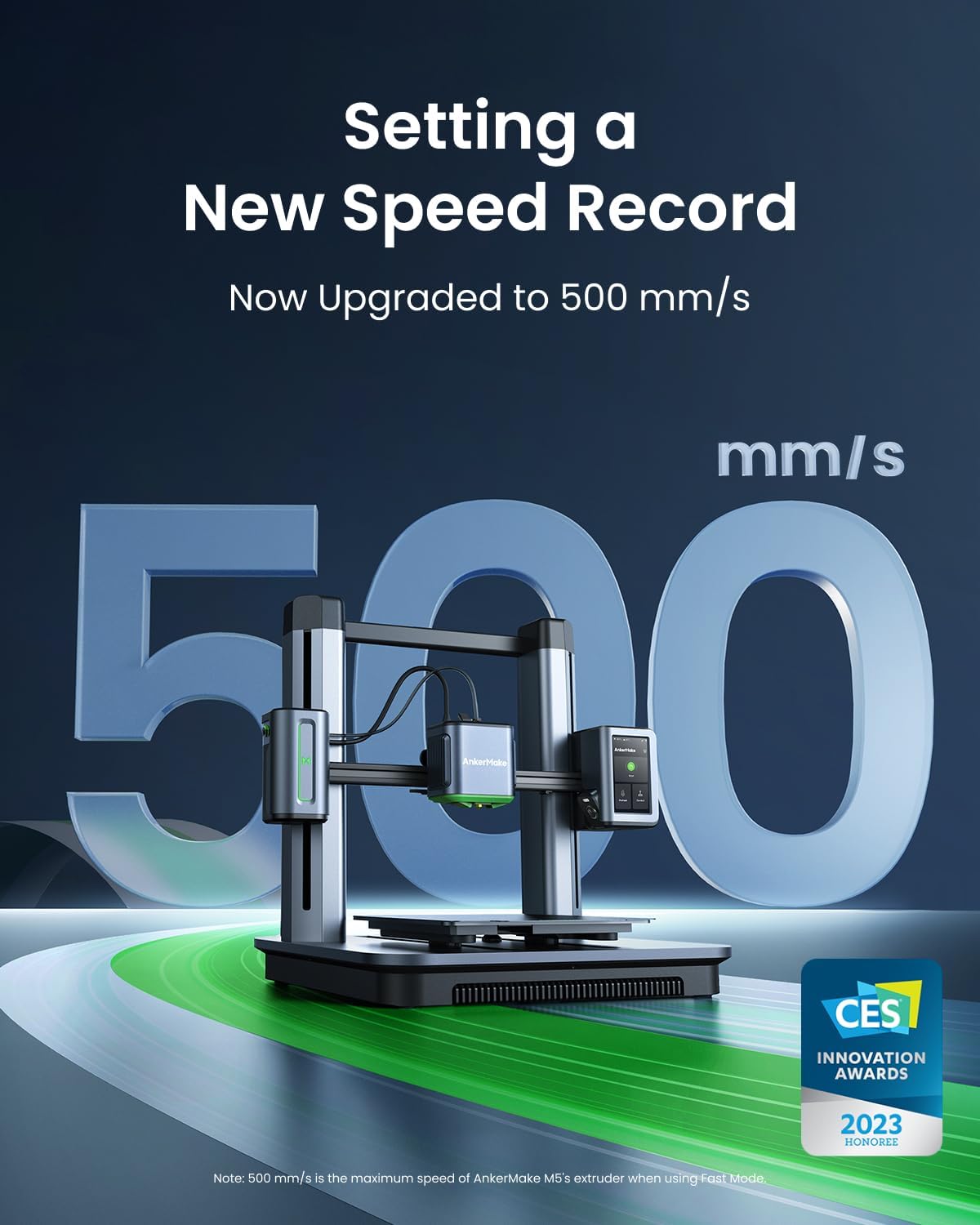 AnkerMake M5 3D Printer, Powerboost, High Speed Upgraded to 500 mm/s, Fast Mode, Smooth Detail, Intuitive Control, Error Detection with AI Camera, Auto-Leveling, Integrated Die-Cast Aluminum Alloy