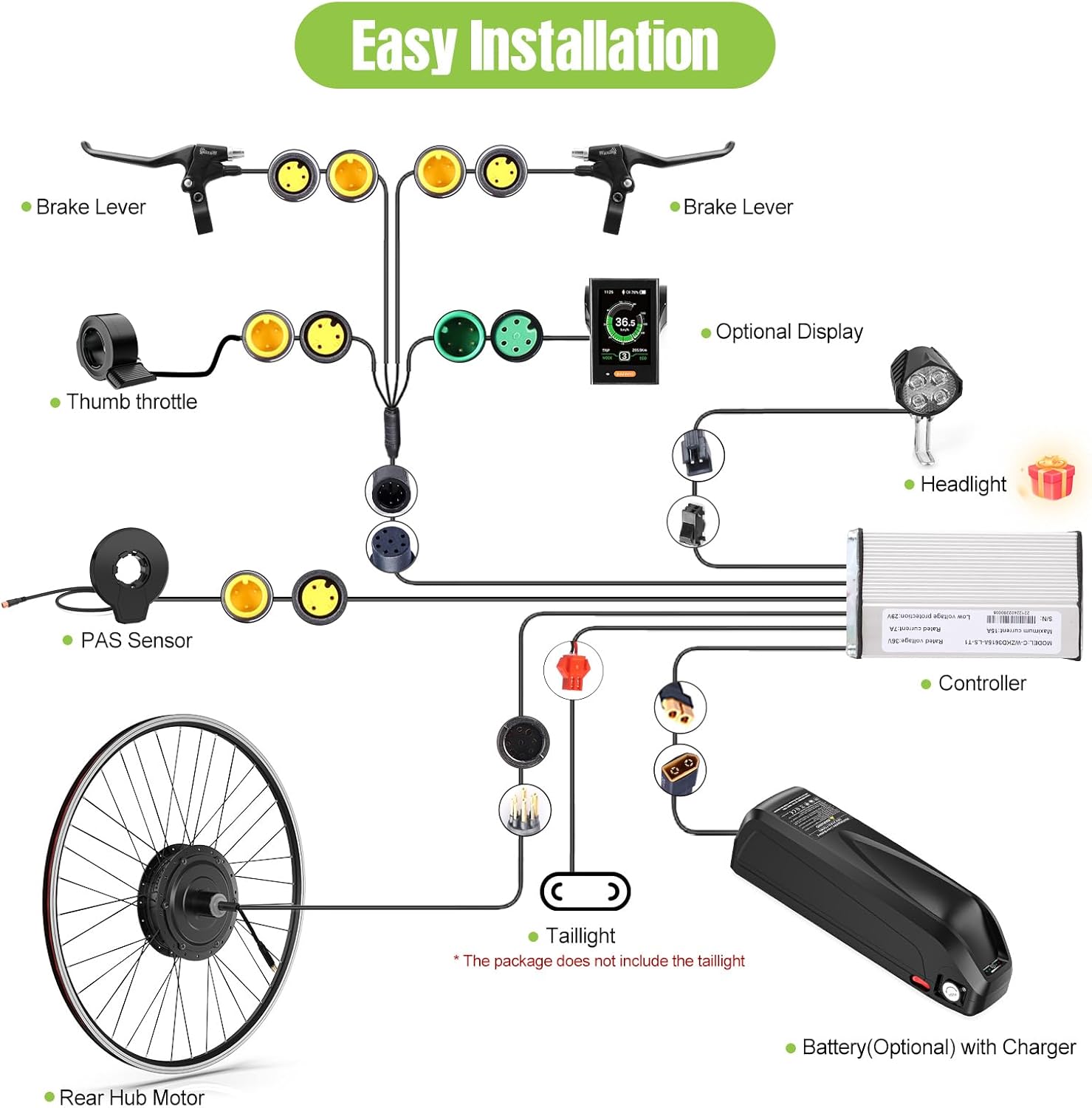 BAFANG 48V 500W Rear Hub Motor Kit Electric Bicycle Conversion Kit for Bikes 26" Wheel with 860C Display