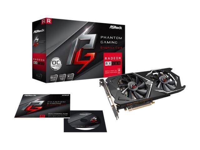 ASRock Phantom Gaming x Radeon DirectX 12 RX580 8g OC 8GB 256-bit GDDR5 PCIe 3.0 x16 Video Card